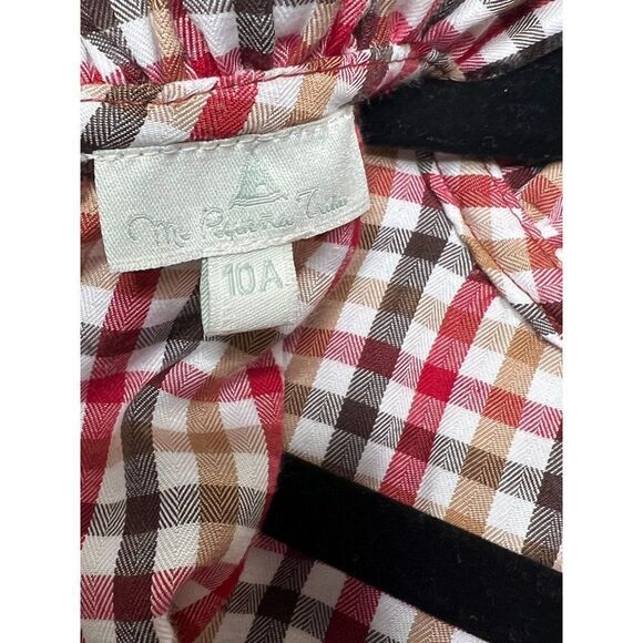 Mi Pequeña Tribu Red Checked Plaid Ruffle Long Sleeve Top Size 10 - Picture 7 of 7